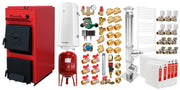 Pachet centrala pe combustibil solid Fornello T-PRO 35 kW, cos inox, radiatoare otel, boiler, vas expansiune, fitinguri si accesorii de baza