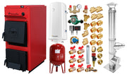 Pachet centrala pe combustibil solid Fornello T-PRO 40 kW, cos inox, boiler, vas expansiune, fitinguri si accesorii de baza