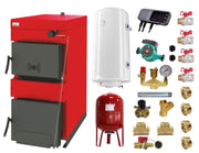 Pachet Centrala pe combustibil solid ​Sunsystem Burnit NWB 35 kW, boiler termoelectric, vas expansiune, pompa circulare, controller pompa, fitinguri montaj