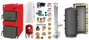 Pachet Centrala pe combustibil solid ​Sunsystem Burnit NWB 25 kW, cos inox, puffer, boiler termoelectric, vas expansiune, pompa circulare, controller pompa, fitinguri montaj