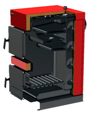 Pachet Centrala pe combustibil solid ​Sunsystem Burnit NWB 30 kW, puffer, cos inox, calorifere, boiler termoelectric, vas expansiune, pompa circulare, controller pompa, fitinguri montaj