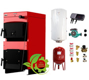 Pachet Centrala pe combustibil solid Sunsystem Burnit NWB MAX 55 kW, boiler termoelectric, vas expansiune, pompa circulare, controller pompa, fitinguri montaj