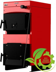 Pachet Centrala combustibil solid ​Sunsystem Burnit NWB MAX 55 kW, cos inox, boiler termoelectric, vas expansiune, pompa circulare, controller pompa, fitinguri montaj