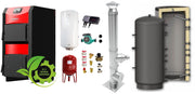 Pachet Centrala combustibil solid ​Sunsystem Burnit NWB PRIME 40 kW, puffer, cos inox, boiler termoelectric, vas expansiune, pompa circulare, controller pompa, fitinguri montaj