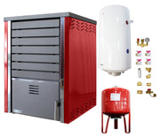 Pachet Centrala pe lemne FORNELLO SAUNA RED 30 kw echipata cu pompa de circulare, boiler termoelectric 100l, vas expansiune si kit montaj