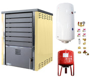 Pachet Centrala pe lemne FORNELLO SAUNA CREAM 30 kw echipata cu pompa de circulare, boiler termoelectric 100l, vas expansiune si kit montaj