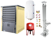 Pachet Centrala pe lemne FORNELLO SAUNA CREAM 30 kw echipata cu pompa de circulare, cos inox, boiler termoelectric 100l, vas expansiune si kit montaj