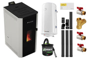 Pachet centrala pe peleti Fornello CALORE COMPACT 25 kW, pompa electronica, vas expansiune, arzator inox, grup de siguranta, kit evacuare 3.5 ml, termostat, aspiratior, boiler 100L si Fitinguri montaj