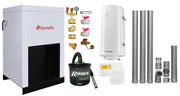 Pachet Centrala pe peleti Fornello Eco Energy 25 kW, complet echipata cu pompa, vas expansiune, automatizare, Fitinguri, boiler, kit evacuare 3.5 ml, Termostat Salus 091FLRFV2 si Aspirator Cenusa, curatare facila, pana la 200 mp