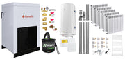 Pachet Centrala pe peleti Fornello Eco Energy 25 kW, complet echipata cu pompa, vas expansiune, automatizare, Calorifere aluminiu Fornello Alvo, Fitinguri, boiler, kit evacuare 3.5 ml, Termostat si Aspirator Cenusa, curatare facila, pana la 200 mp
