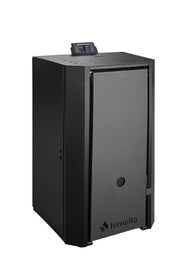 Pachet Centrala pe peleti Fornello EVA B Black 25 KW, pompa circulatie, vas expansiune, WI-FI, buncar, tiraj fortat, kit evacuare 3.5 ml, termostat, aspiratior, boiler 100L si Fitinguri montaj centrala/boiler