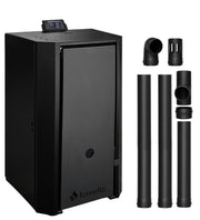 Pachet Centrala pe peleti Fornello EVA B Black 25 KW, pompa circulatie, vas expansiune, Grup siguranta, WI-FI, buncar, tiraj fortat, kit evacuare 2.5 ml, Clasa A++, recomandat pentru 160 mp, Negru