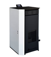 Pachet Termosemineu pe peleti Fornello EVA 25 KW, pompa circulatie, vas expansiune, Grup siguranta, WI-FI, buncar, tiraj fortat, kit evacuare 2.5 ml, Clasa A++, recomandat pentru 160 mp, Alb