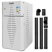 Pachet centrala pe peleti Fornello INCANTO COMPACT 25 kW, pompa electronica, vas expansiune, arzator inox, grup de siguranta, kit evacuare 2.5 ml, sistem de curatare MECANICA a creuzetului si drumurilor de fum, culoare alb