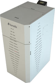 Pachet centrala pe peleti Fornello INCANTO COMPACT 35 kW, pompa electronica, vas expansiune, arzator inox, grup de siguranta, kit evacuare, termostat Salus 091FLRFV2, aspiratior, boiler 100L, sistem de curatare MECANICA a creuzetului si drumurilor de