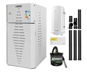 Pachet centrala pe peleti Fornello INCANTO COMPACT 35 kW, pompa electronica, vas expansiune, arzator inox, grup de siguranta, kit evacuare, termostat Salus 091FLRFV2, aspiratior, boiler 100L, sistem de curatare MECANICA a creuzetului si drumurilor de