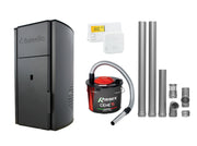 Pachet Centrala pe peleti Fornello Royal Black 25 kW, complet echipata cu pompa, vas expansiune, automatizare, culoare negru, kit evacuare 2.5 ml, Termostat Radio Comanda Salus 091FLRFV2 si Aspirator Cenusa