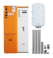 Pachet Centrala pe peleti Fornello Slimpell Easy 25 kw, arzator inox, pompa de circulatie, pompa electronica Grundfos, A+, Boiler Termoelectric Fornello 100l, kit evacuare 100 mm, 3,5 metri si reductie 100 -120 mm