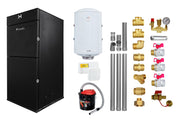 Pachet Centrala pe peleti Fornello Pellet King 25 kw, complet echipata pentru incalzire, pompa circulatie, vas expansiune, automatizare, kit evacuare 3.5 ml, Boiler Termoelectric Fornello 100 l, Termostat Salus 091FLRFV2, Aspirator si kit montaj