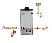 Pachet Centrala pe peleti Fornello Royal B 25 kw, complet echipata pentru incalzire, pompa circulatie, vas expansiune, automatizare, kit evacuare 3.5 ml, Boiler Termoelectric Fornello 100 l, Termostat Salus 091FLRFV2, Aspirator, Radiatoare si kit mo