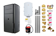 Pachet Centrala pe peleti Fornello Royal B 25 kw, complet echipata pentru incalzire, pompa circulatie, vas expansiune, automatizare, kit evacuare 3.5 ml, Boiler Termoelectric Fornello 100 l, Termostat Salus 091FLRFV2, Aspirator si kit montaj