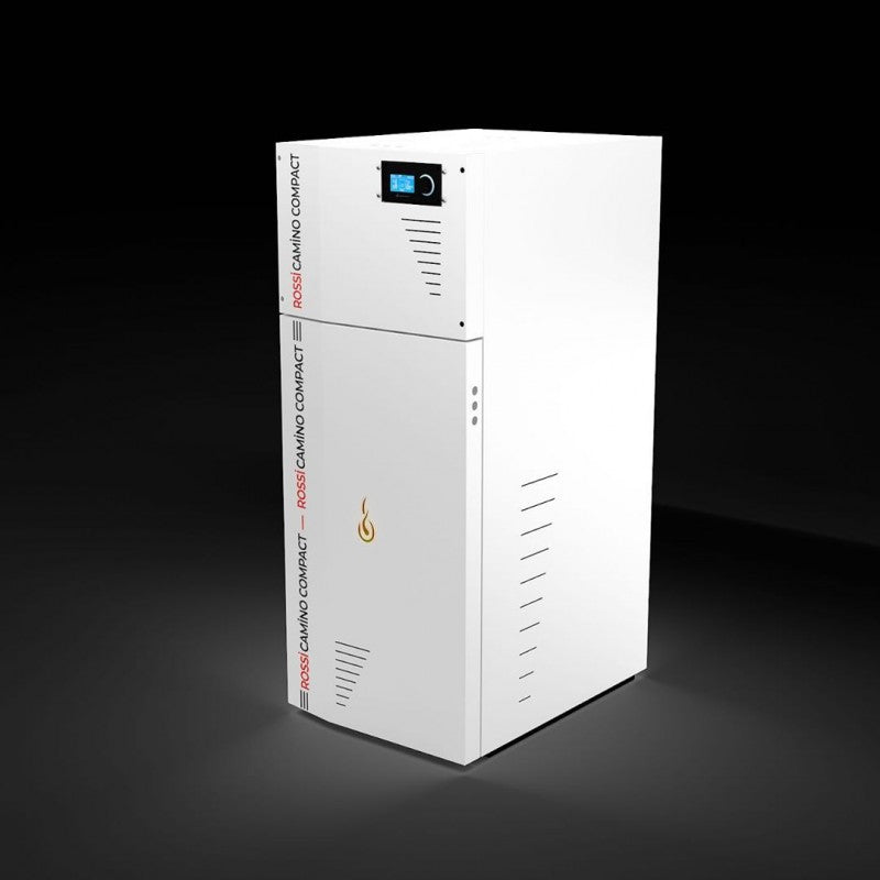 Pachet Centrala termica compacta pe peleti Fornello Rossi Camino Compact 35 kw, pompa de circulatie, vas expansiune, tiraj fortat,Ecodesign, A+, Cos inox 6 ml 120 mm