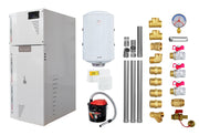 Pachet Centrala termica compacta pe peleti Fornello Rossi Camino Compact 25 kw, pompa de circulatie, vas expansiune, tiraj fortat, Ecodesign, A+, Kit evacuare 3.5 ml, Boiler Termoelectric Fornello 100 l, Termostat Salus 091FLRFV2, Aspirator si Kit mo