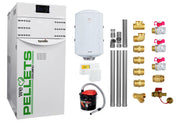 Pachet Centrala termica pe peleti Fornello Lidya Compact 25 kw, pompa Grundfos, arzator inox, curatare mecanica arzator si schimbator, A+, Kit evacuare 3.5 ml, Boiler Fornello 100 l, Termostat Salus 091FLRFV2, Aspirator si Kit montaj