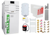 Pachet Centrala termica pe peleti Fornello Lidya Compact 25 kw, pompa Grundfos, arzator inox, curatare mecanica arzator si schimbator, A+, Kit evacuare 3.5 ml, Boiler Fornello 100 l, Termostat Salus 091FLRFV2, Aspirator, Radiatoare si Kit montaj