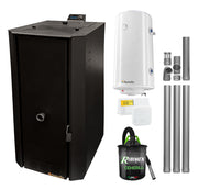 Pachet Centrala termica pe peleti Fornello Rossi B Black 25 kw, pompa de circulatie, vas expansiune, tiraj fortat, Ecodesign, A+, Boiler Termoelectric Fornello 100 l, Termostat Salus 091FLRFV2, Aspirator si Kit evacuare 3.5 ml