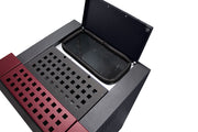 Pachet complet pentru incalzire Semineu (Soba) pe Peleti cu aer cald Fornello Magnesia 9 KW, culoare Bordeaux, termostat ambiental, aspirator de cenusa si kit de evacuare 3,5 metri