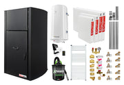 Pachet control de la distanta, Centrala pe peleti Fornello Fiama Confort B 25 kw, Pompa, Vas expansiune, Automatizare, Radiatoare otel, Boiler 100 litri, Termostat, Aspirator, Kit evacuare 3.5 ml si Fitinguri montaj