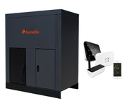 Pachet control de la distanta Centrala pe peleti Fornello Eco Energy 35 kW, complet echipata pentru incalzire automatizare, pompa recirculare, vas expansiune afisaj digital, arzator fonta, curatare mecania a drumurilor de fum, buncar peleti integrat
