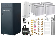 Pachet control de la distanta Centrala pe peleti Fornello King Plus 25 KW, calorifere aluminiu, boiler, termostat, aspirator, kit evacuare, fitinguri, pompa de circulatie, vas de expansiune, supapa de siguranta, automatizare, rezervor pentru peleti 1