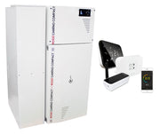 Pachet control de la distanta Centrala termica compacta pe peleti Fornello Rossi Camino Compact 35 kw, pompa, vas expansiune, tiraj fortat, cu rezervor 153 l, arzator inox si termostat Wi-Fi Salus IT 500