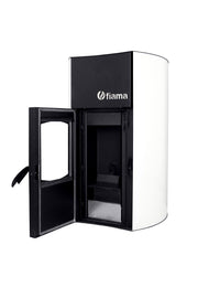 Pachet control de la distanta Termosemineu centrala peleti Fiama Bianco 25 kw, pompa, vas expansiune, automatizare, telecomanda, buncar peleti 30 kg, tiraj fortat, culoare alb si termostat Wi-Fi Salus IT 500