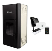 Pachet Control de la distanta Termosemineu pe peleti Fornello Primo Pellet 25 KW, aprindere automata, telecomanda, buncar, tiraj fortat, pompa, vas expansiune, touch screen, Ivory, A+ si termostat Wi-Fi Salus IT 500