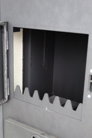 Pachet incalzire si apa calda pentru 2 camere Termosemineu pe lemne, brichete si carbune Fornello B2E, 14 kW, 46x45x91 cm, boiler termoelectric 80l, vas expansiune, pompa circulatie, kit evacuare, calorifere si kit montaj