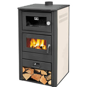 Pachet incalzire si apa calda pentru 3 camere Termosemineu pe lemne, brichete si carbune Fornello MILANO E, 24 KW, cuptor, Ivory, 580x560x1060 mm, boiler termoelectric 100l, vas expansiune, pompa circulatie, calorifere, kit evacuare si kit montaj