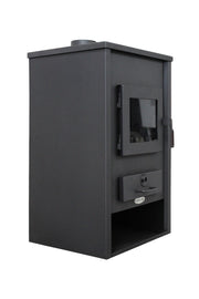 Pachet incalzire si apa calda pentru 2 camere Termosemineu pe lemne, brichete si carbune Fornello B2E, 14 kW, 46x45x91 cm, boiler termoelectric 80l, teava, vas expansiune, pompa circulatie, kit evacuare, calorifere si fitinguri