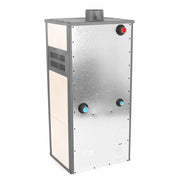 Pachet incalzire si apa calda pentru 2 camere Termosemineu pe lemne, brichete si carbune Fornello Roma E, Ivory, 22 kW, 49x45x103 cm, teava, boiler termoelectric 100l, vas expansiune, pompa circulatie, kit evacuare, calorifere si fitinguri