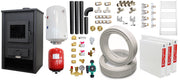Pachet incalzire si apa calda pentru 2 camere Termosemineu pe lemne, brichete si carbune Fornello PADOVA E, 19.4 kW, 510x500x910 mm, boiler termoelectric 80l, teava, vas expansiune, pompa circulare, calorifere, kit evacuare si fitinguri
