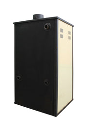 Pachet incalzire si apa calda pentru 3 camere Termosemineu pe lemne, brichete si carbune Fornello MILANO E, 24 KW, cuptor, Ivory, 580x560x1060 mm, cos inox, boiler termoelectric 100l, vas expansiune, pompa circulatie, calorifere si kit montaj