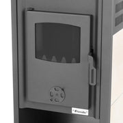 Pachet incalzire si apa calda pentru 3 camere Termosemineu pe lemne, brichete si carbune Fornello Roma E, Ivory, 22 kW, 49x45x103 cm, teava PPR si fitinguri, boiler termoelectric 100l, vas expansiune, pompa circulatie, kit evacuare, calorifere si kit