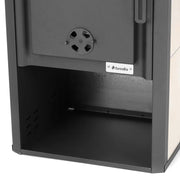Pachet incalzire si apa calda pentru 3 camere Termosemineu pe lemne, brichete si carbune Fornello Roma E, Ivory, 22 kW, 49x45x103 cm, teava PPR si fitinguri, boiler termoelectric 100l, vas expansiune, pompa circulatie, kit evacuare, calorifere si kit