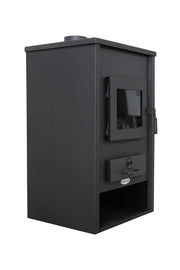 Pachet incalzire si apa calda pentru 3 camere Termosemineu pe lemne, brichete si carbune Fornello PADOVA E, 19.4 kW, 510x500x910 mm, teava PPR si fitinguri, boiler termoelectric 80l, vas expansiune, pompa circulare, calorifere, kit evacuare si kit mo