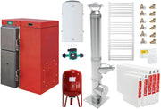 Pachet incalzire si apa calda pentru 4 camere, Centrala mixta lemn si peleti, Fornello Tera 28 KW, aprindere electrica peleti, buncar 95 kg, Boiler Termoelectric Fornello 100 l, Pompa, Vas exp 50 l, termostat, cos inox, si calorifere