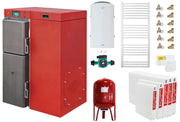 Pachet incalzire si apa calda pentru 4 camere, Centrala mixta lemn si peleti, Fornello Tera 40 KW, aprindere electrica peleti, buncar 120 kg, Boiler Termoelectric Fornello 100 l, Pompa, Vas exp 50 l, termostat si calorifere