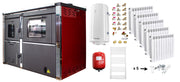 Pachet incalzire si apa calda Termosemineu FORNELLO STAR Red 34 kw pe combustibil solid, echipat cu pompa, calorifere aluminiu Fornello Alvo, boiler termoelectric 100l, vas expansiune si kit montaj