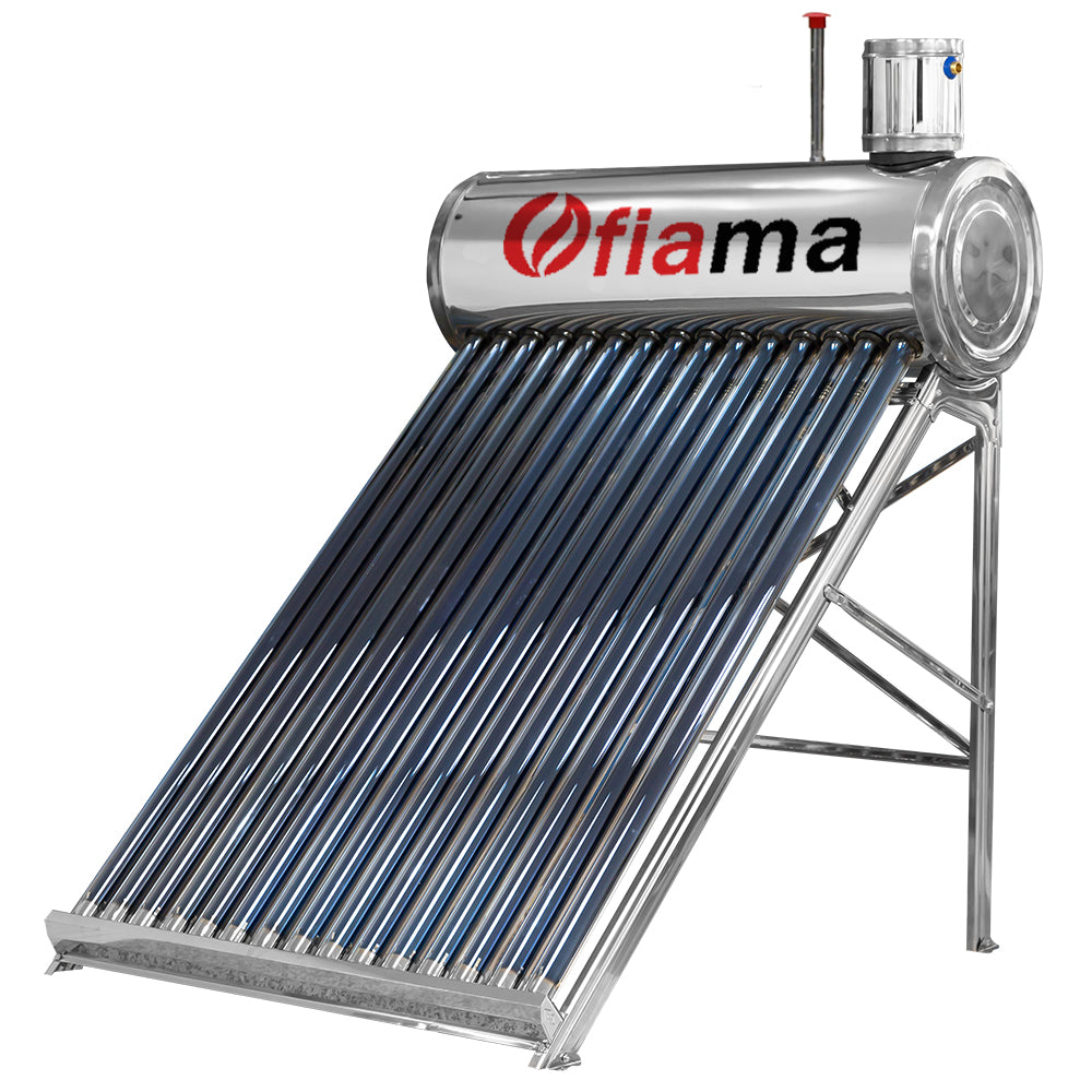 Pachet panou solar nepresurizat Fornello pentru producere apa calda, cu rezervor inox, 150 litri, 15 tuburi vidate, vas flotor 5 litri, pompa ridicare presiune, teava hidronix si fitinguri montaj